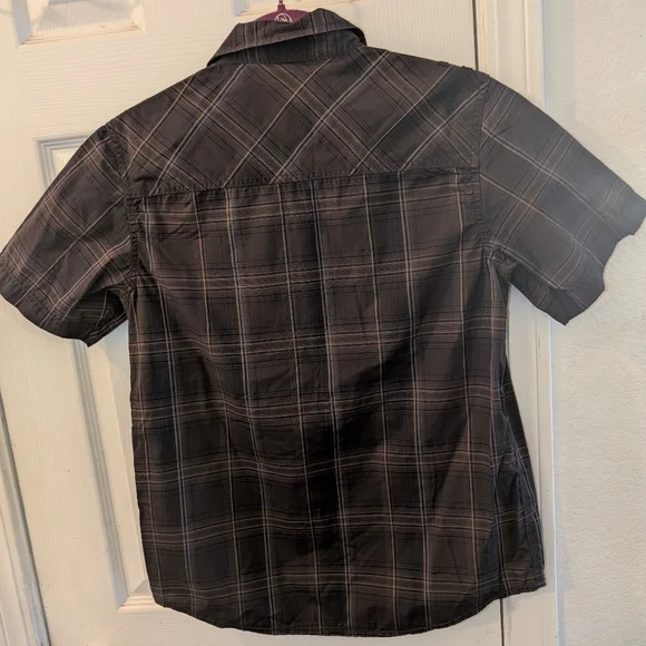 Helix Boys' Dark Brown Plaid Button Down Shirt - Picture 3 of 3